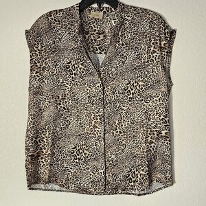 Elie Tahari Cheetah Animal Print Blouse NWT Women's Size Medium